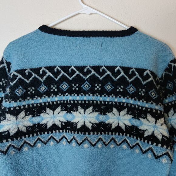 Vtg Tally Ho Wool Winter Fair Isle Thick Knit Cardigan Sweater Medium - Picture 5 of 10